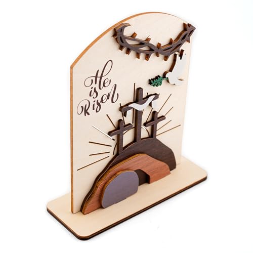 He is Risen Easter Resurrection Decor - Easter Decorations for Home - Empty Tomb Religious Resurrection Set Decoration for Table, Desk, Home