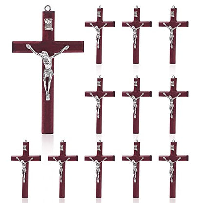 SHAOQINLIN 12 Pieces Crucifix Wall Cross, 4.7 Inch Wooden Wall Hanging Cross Wall Decor Home Decor - size: 12 PCS