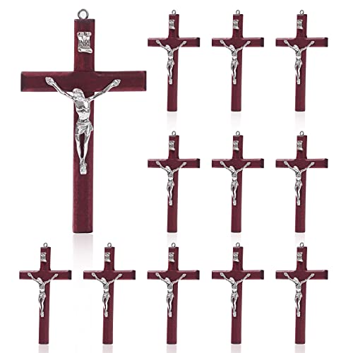 SHAOQINLIN 12 Pieces Crucifix Wall Cross, 4.7 Inch Wooden Wall Hanging Cross Wall Decor Home Decor - size: 12 PCS