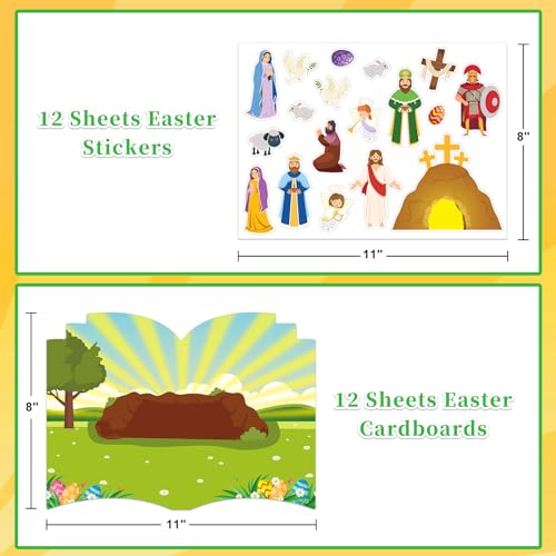 FaCraft Easter Crafts for Kids Religious Gifts Make an Easter He Lives Sticker Scenes 24pcs Jesus Resurrection Stickers for Classroom Party Games Bible Christian Sunday School Crafts - color: Multi-6