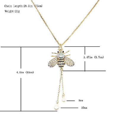 Honey Bee Brooches Crystal Insect Themed Bee Brooch Animal Fashion Shell Pearl Brooch Pin Gold Tone - color: Gray pearl necklace