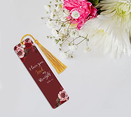 WIRESTER Set of 2 Metal Bookmarks with Light Gold Tassel for Students, Reader, Teachers, Book Lovers - Christian Quotes Psalm 18:1, Christian Quotes Psalm 46:10 - color: Christian Quotes Psalm 18:1, Psalm 46:10