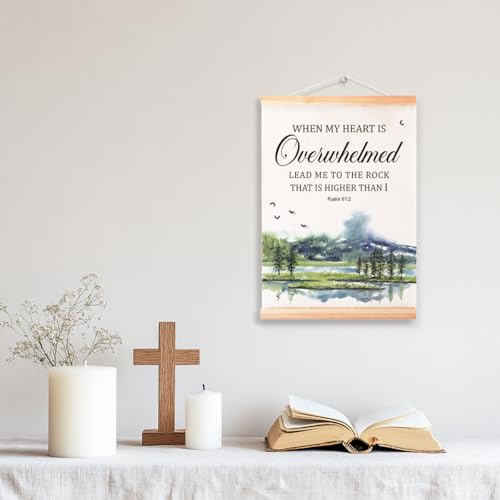 Ybqhd When My Heart Is Overwhelmed Poster Hanger, Bible Verse Wall Art - color: Psalm 61:2