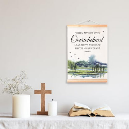 Ybqhd When My Heart Is Overwhelmed Poster Hanger, Bible Verse Wall Art - color: Psalm 61:2