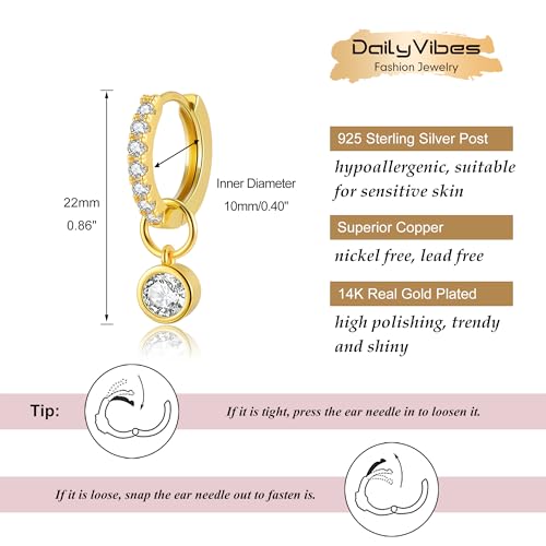 DAILY VIBES Cute Butterfly Star Cross Heart CZ Dangle Earrings for Women - color: Gold Single Stone