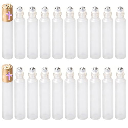 10ML Frosted Glass Roll On Bottles, Refillable Travel Roller Bottles with Stainless Steel Roller Balls & Leak Proof Caps for Essential Oils, Perfume, Aromatherapy, DIY Beauty - color: 10ML Frosted