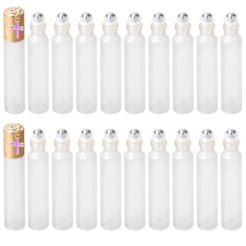 10ML Frosted Glass Roll On Bottles, Refillable Travel Roller Bottles with Stainless Steel Roller Balls & Leak Proof Caps for Essential Oils, Perfume, Aromatherapy, DIY Beauty - color: 10ML Frosted