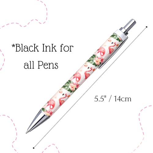 8PC Flamingo Pens Cute Floral Tropical Summer Beach Whimsical Funny Work Pen Flamingos Themed Luau Party Favors Supplies Desk Accessories Stationery Set Gifts For Adult Women Teachers Animal Lovers - style: Flamingo
