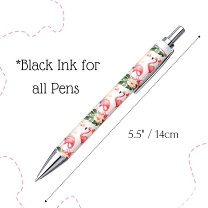 8PC Flamingo Pens Cute Floral Tropical Summer Beach Whimsical Funny Work Pen Flamingos Themed Luau Party Favors Supplies Desk Accessories Stationery Set Gifts For Adult Women Teachers Animal Lovers - style: Flamingo