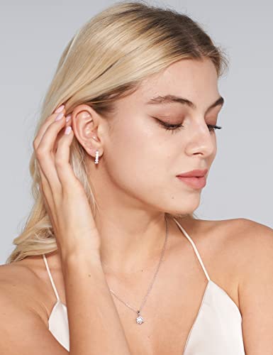 IMOLOVE Huggie earrings for women Ear Cuff Moissanite Stud Earrings Hypoallergenic Earrings for Women Sterling Silver with 18K White Gold Plated Earrings - color: 16.5mm Small Hoop-White