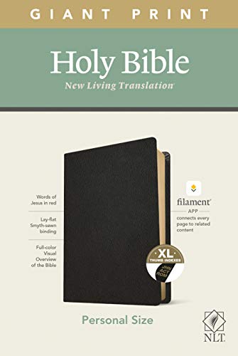 NLT Personal Size Giant Print Bible, Filament Enabled (Genuine Leather, Black, Indexed, Red Letter): Includes Free Access to the Filament Bible App ... Notes, Devotionals, Worship Music, and Video