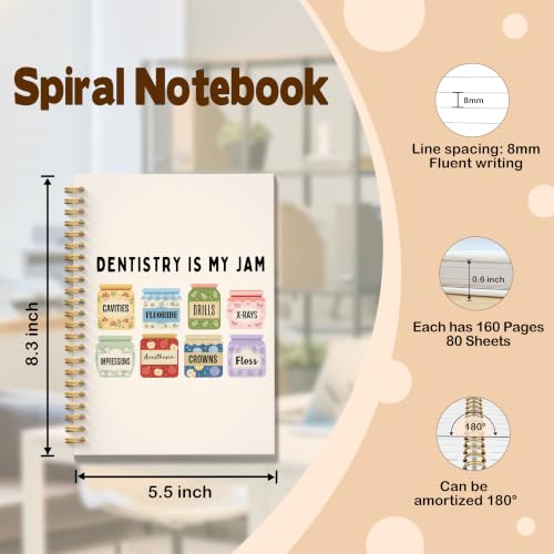 JMICTUB Dentist Gifts Spiral Notebook 5.5x8.3, Dental Assistant Hygienist Gifts, Dentistry Is My Jam Funny Hardcover Lined Journal - color: Spiral notebook-24
