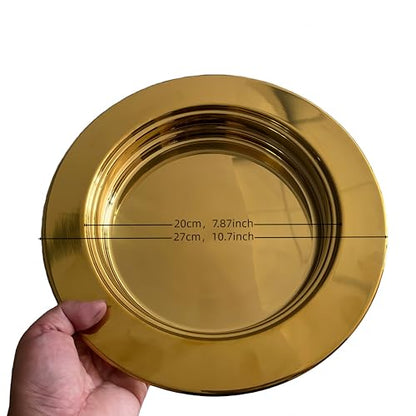 Polished Gold Communion Bread Tray Plate with Cover, Communion plate with lid Church supplies Ware Sets
