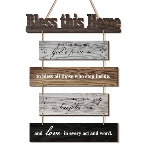 Xuhal Bless This Home Wall Decor Blessed Hanging Sign, Mixed Color - color: Mixed Color
