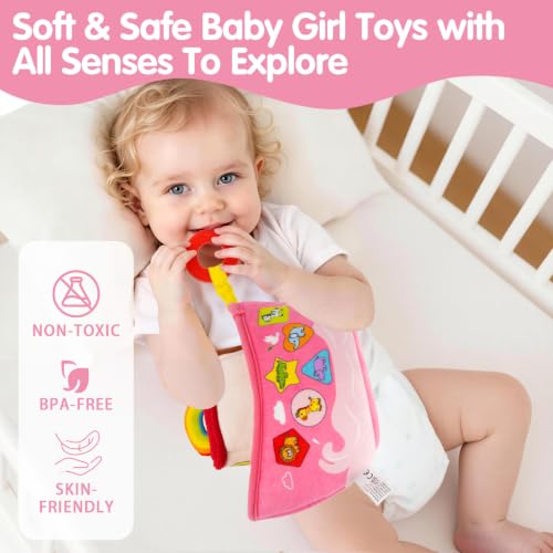 Baby Girl Toys 6-12 Months-Pink Noah's Ark Toy with Stuffed Animals