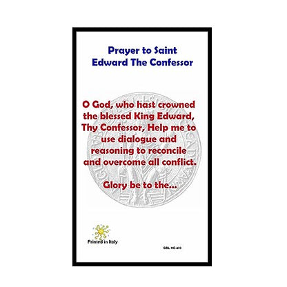 Saint Edward the Confessor Patron Saint of Difficult Marriages and the builder of Westminster Abbey Prayer Card Blessed By His Holiness