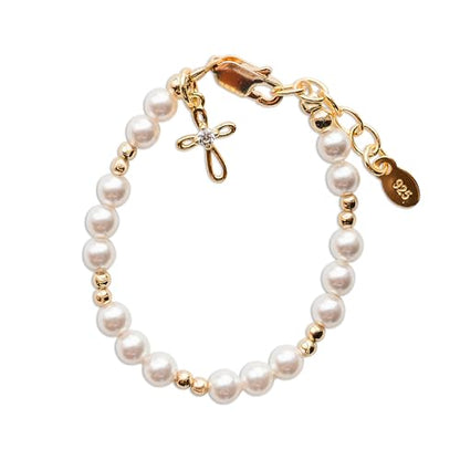 Cherished Moments Girls Godchild Cross Bracelet, 14K Gold-Plated - color: MED (9 months - 4 years)