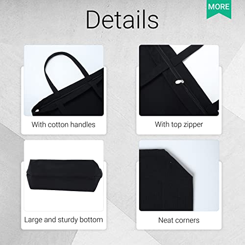 Tote Bag, 17.75x13.75in, 1pcs Black Canvas, Zippered, Reusable, Unisex, All Ages - color: 1pcs Black, size: 17.75"x13.75"