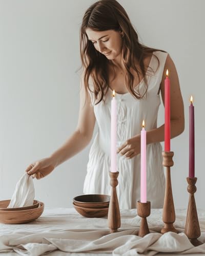 Red Taper Candles Driples Candlesticks Tapered Candles Ideal as Dinner Candle Smokeless and Unscented Long Burning 10.5 inch，Set of 12 - color: Ribbed10.5''-Gradient Red