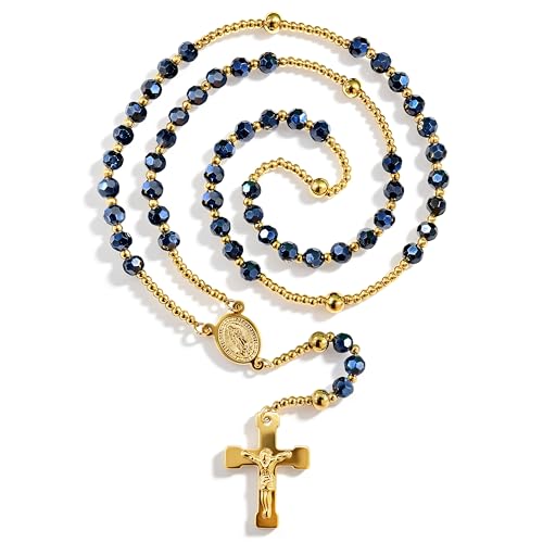Catholic Rosary,Our Lady Of Guadalupe Centerpiece and Crucifix - color: Gold Tone