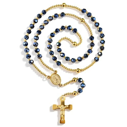 Catholic Rosary,Our Lady Of Guadalupe Centerpiece and Crucifix - color: Gold Tone