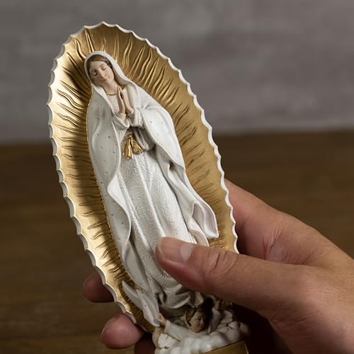 BC Catholic Our Lady of Guadalupe Statue, 7" H Virgen De Guadalupe Figure, Holy Mother Mary Religious Gift, Catholic Decor, Handpainted Renaissance Sculpture Purity & Grace Collection by Buildclassic - color: Gold&white Guadalupe