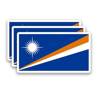 (3Pcs) Marshall Islands Flag Stickers – Marshallese National Flag Vinyl Decals, Waterproof Sticker for Laptop, Water Bottle, Scrapbook, Phone Case, Travel Gear, 3" x 1.6" - color: Marshall Islands