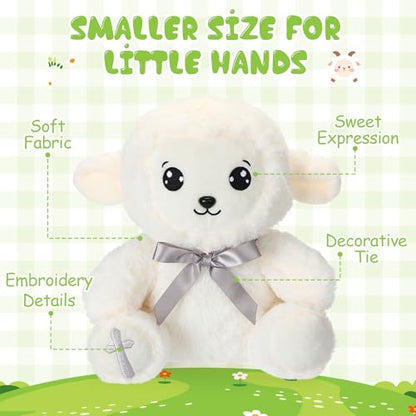 HyDren 6 Pcs Large Christian Sheep Stuffed Animals for Gifts 9.84 Inch Cute Prayer Sheep Plush with Embroidered Cross Religious Lambs Gifts for Kids Adults Easter Basket Stuff Pray Birthday Christmas