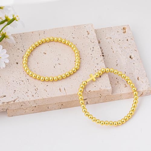 2Pcs Cross Bow Beaded Bracelets for Women - color: 01-Gold-Bead＋Cross