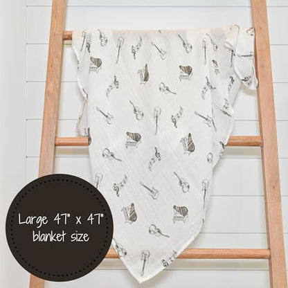LollyBanks Muslin Swaddle Blanket, 47 x 47 in, Newborn Receiving Blanket - color: Chello There