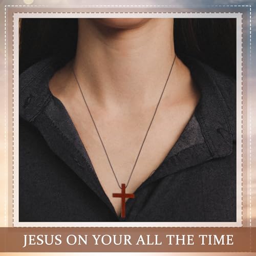 Ecation Wood Cross Necklace Bulk