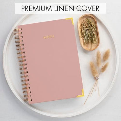 Aesthetic Thick Spiral Notebook Journal For Women in B5 - Linen Hardcover - color: Pink, size: B5