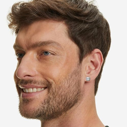 FEYIR 9 Pairs Earrings for Men Stainless Steel Small Hoop Earrings Hypoallergenic CZ Cross Dangle Earrings Cubic Zirconia Stud Earrings Huggie Men's Earrings Set - color: Silver