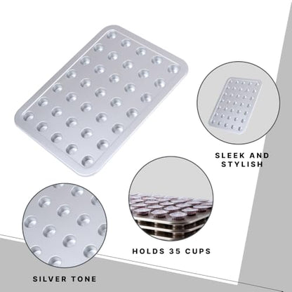 Silvertone Communion Tray Holds 35 Cups, Church Serving Tray