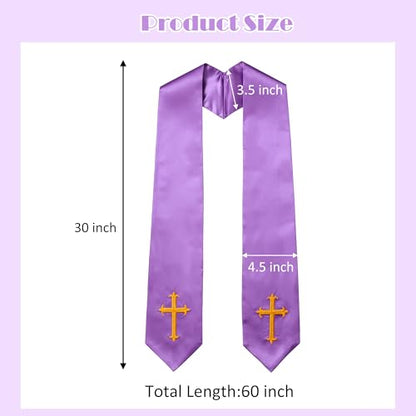 Clergy Stole & Choir Stole with Embroidered 60/72" - color: Purple, size: 60 inch