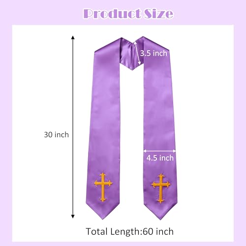 Clergy Stole & Choir Stole with Embroidered 60/72" - color: Purple, size: 72 inch