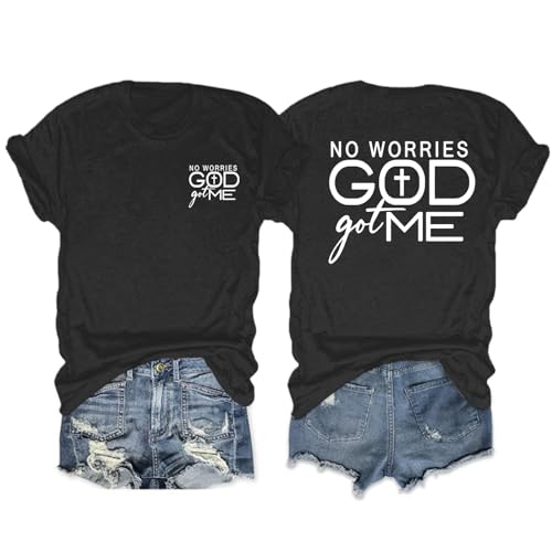 Christian Shirts for Women God Jesus Faith Shirt God Got Me Religious Tshirts Bible Verse Cross Graphic Tees Tops - color: Black, size: Medium