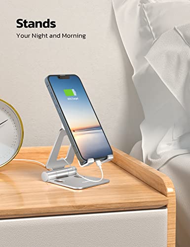 Nulaxy 2 Pack Aluminum Dual Folding Cell Phone Stanr for Desk, Silver - color: E-Silver