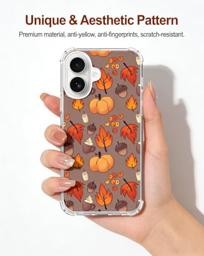 Fall Leaves Pumpkin Acorns Phone Case Compatible with iPhone 17, Aesthetic Autumn Halloween Phone Cover for iPhone 17 - color: Autumn Vibe