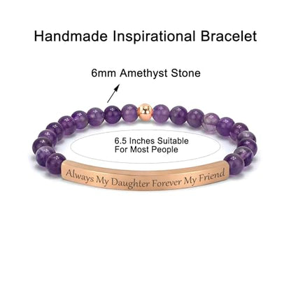 Amethyst Christian Bracelet for Women, 18K Gold Plated Bible Verse Jewelry, Inspirational Religious Faith Gift, Scripture Jewelry for Encouragement & Strength - color: ALWAYS MY DAUGHTER FOREVER MY FRIEND-Amethyst Rose Gold