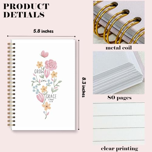 Bible Journal for Woman, Christian Gifts for Teen Girls, Aesthetic Preppy Wildflowers Hardcover Spiral Notebook for Bible Note Taking Supplies - 5.5×8.3 - A08 - style: Christian Pink Flowers