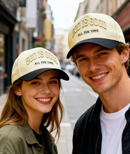 God is Good Hat, Christian Hats for Men & Women Religious Gift - color: Black/Beige