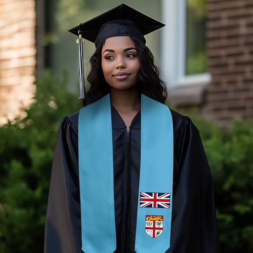 Graduation Satin Sash Scarf 72" Stole - color: Fiji Flag