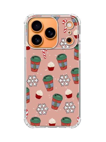 Christmas Holiday Coffee Phone Case for iPhone 17 Pro, Christmas Candy Snowflake Phone Cover, Soft Trendy TPU Bumper Cover Case - color: Christmas Coffee