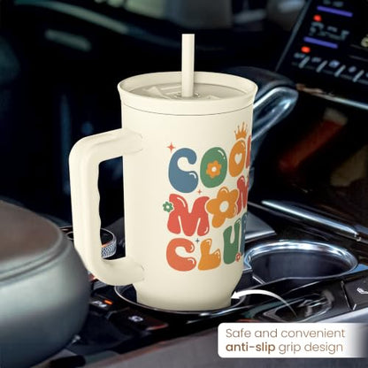 Mom Tumbler with Handle 40oz, Cool Mom Club Cup Stainless Steel Insulated Tumblers Coffee Travel Mugs, Gifts for Moms from Daughter Son, Best Mother Gift for Birthday Christmas Mothers Day - color: Mom 1