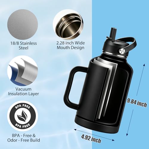 Brother Gifts 64 oz Water Bottle Insulated with Straw and Handle, Fathers Day Bro Gift from Sister, Best Brother Ever Gifts, Gift for Brothers Adult - I Smile Because You are My Brothers Tumbler - color: Brother
