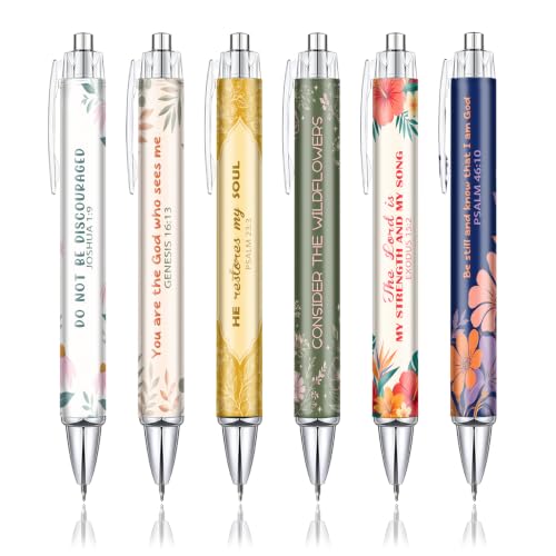 Christian Pens for Women, 6 Pack Floral Bible Verse Ballpoint Pens Gift - color: blue02