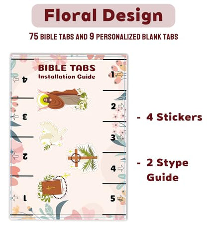 Spanish Bible Tabs for Women, Floral Design Personalized Bible Journaling Tabs, Large Print Bible Book Index Tabs Labels, Bible Study Supplies - style: Floral Spanish