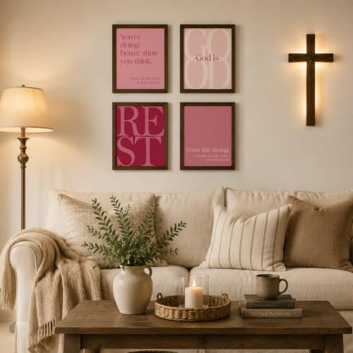 WEFKODO Pink Christian Bible Wall Art God Decor Pray Posters 8x10 Unframed - color: God Good Pink