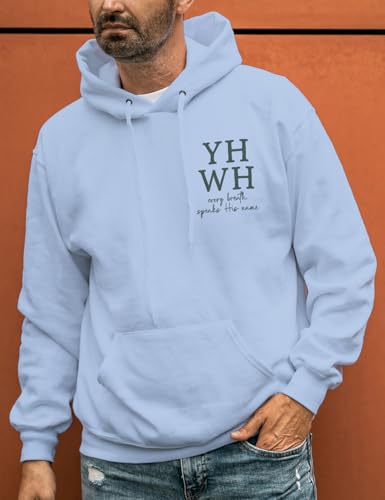 Christian Sweatshirt Women Men YHWH Hoodie Shirt Jesus Faith Inspirational Funny Letter Printed Graphic Pullover Tops - color: Carolina Blue, size: Medium
